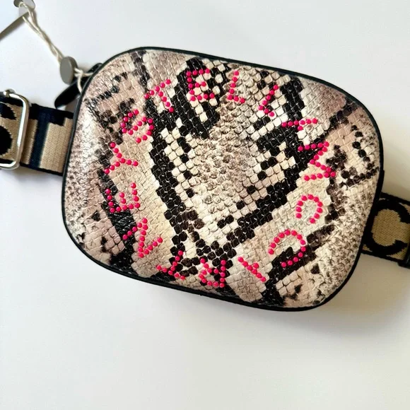 Stella McCartney Convertible Studded Faux Snake-Effect Leather Belt Bag NWT - Picture 4 of 8